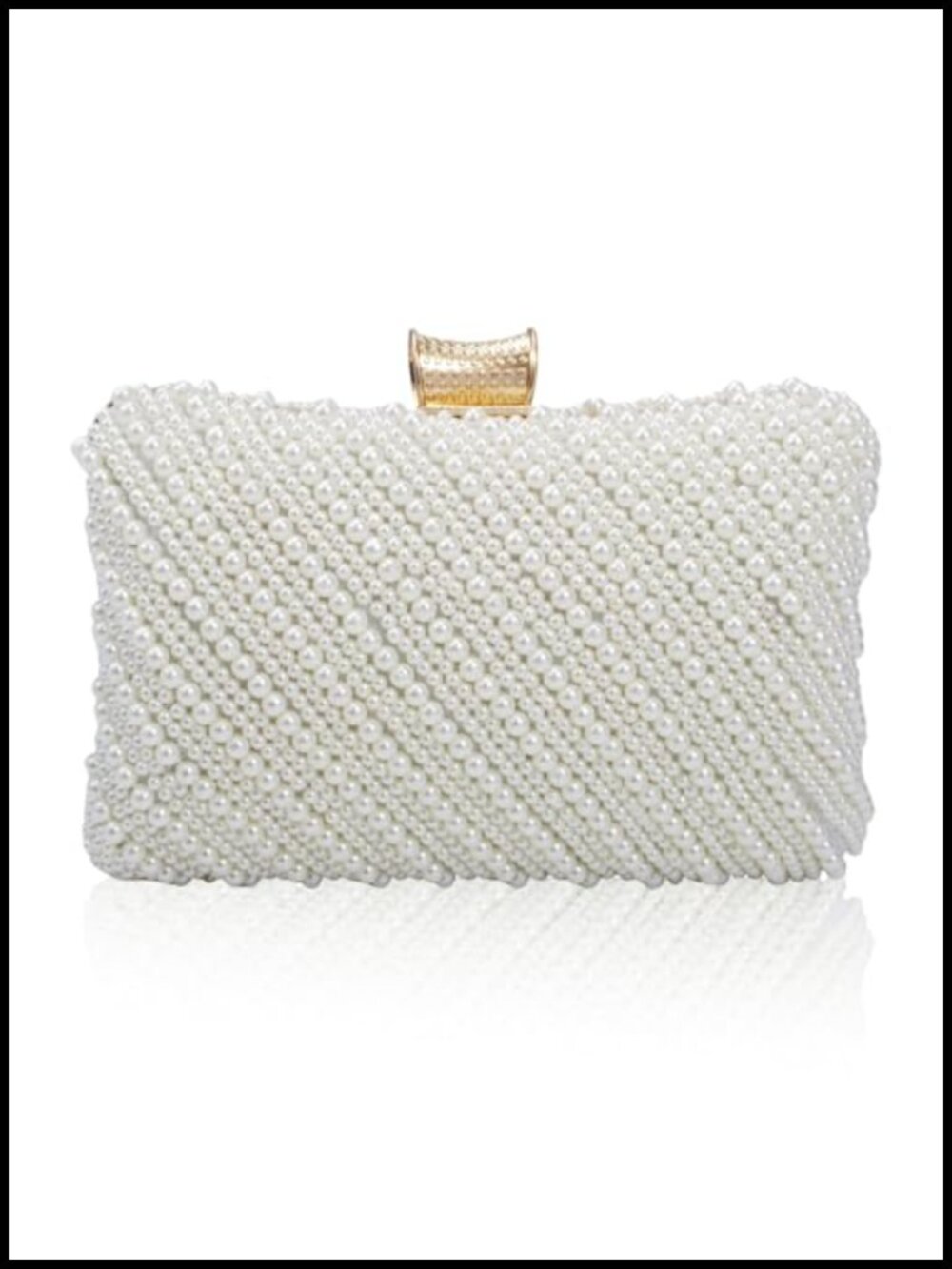Pearl Clutch Purse for Women Wedding Bridal Evening Bag Clasp Shoulder Chain